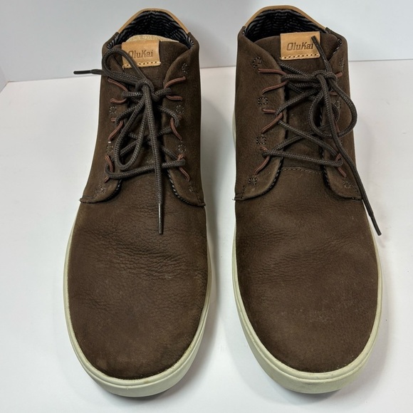 Olukai Nana Hele Men’s Shoes Brown Leather Shearling Sz 11.5 Outdoor Beach main image 5